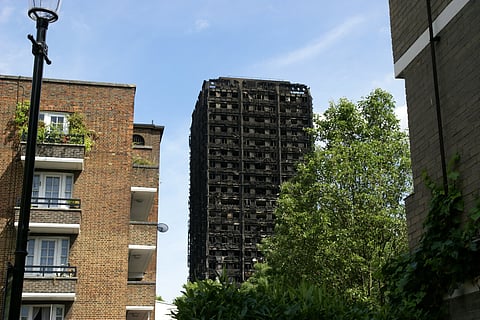 Charred remains of Grenfell Tower captured on June 17, 2017